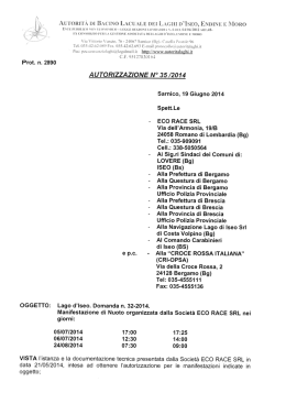 ECO RACE SRL - Autorità di Bacino Lacuale dei