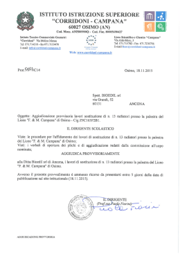 Aggiudicazione provvisoria gara radiatori CIG Z9C163F2B1