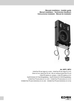 Manuale installatore - Installer guide Manuel installateur