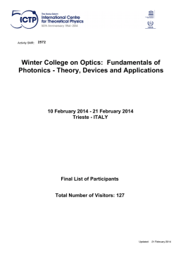 Winter College on Optics: Fundamentals of Photonics - Indico