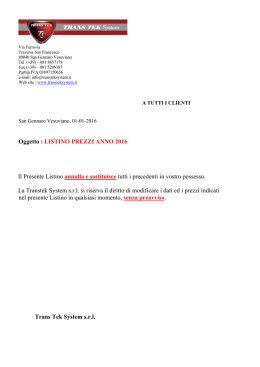 Listino Pressostati - Trans Tek System Srl