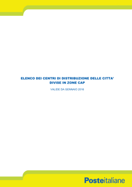 Elenco dei centri di distribuzione delle città divise in zone CAP