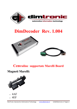DimDecoder Rev. 1.004 Centraline supportate Marelli