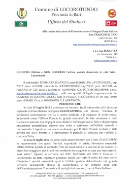 diffida comune di locorotondo vs poste italiane
