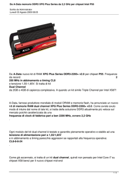 Da A-Data memorie DDR3 XPG Plus Series da 2,2 GHz per chipset