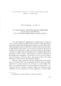 Il naturalista Antonino Bivona-Bernardi ed il suo contributo all