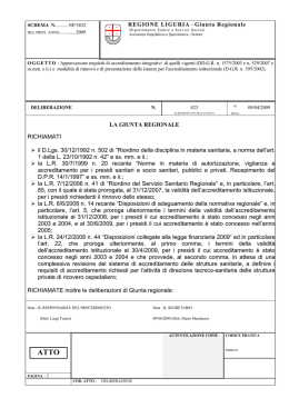 Delibera di Giunta Regionale n. 423 del 9 aprile 2009
