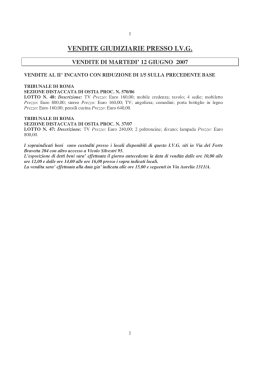 VENDITE GIUDIZIARIE PRESSO I.V.G.