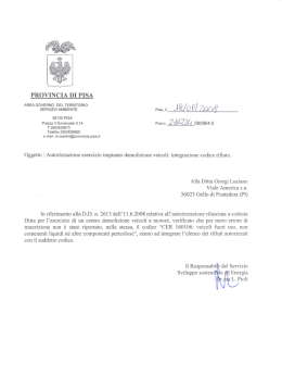 Integrazione Provincia Cod. CER 160106