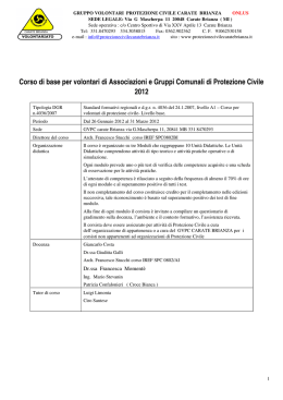 Struttura corso base 2012 - Protezione Civile Carate Brianza