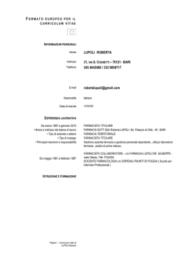 Visualizza Curriculum - Fondazione Nicola e Vito Antonio Ruggieri