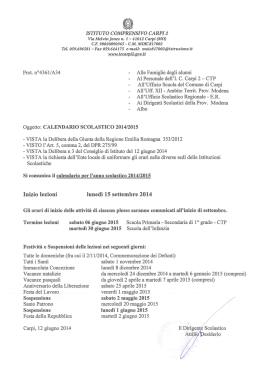 Calendario scolastico 14/15