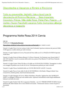 Programma Notte Rosa 2014 Cervia | Discoteche