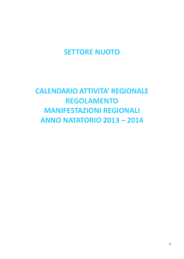 settore nuoto calendario attivita` regionale regolamento