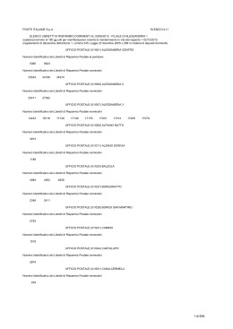 Elenco dei Libretti di Risparmio Postale "dormienti" al 30/04/12