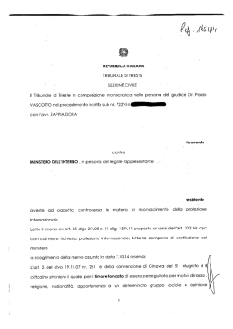 Ordinanza del Tribunale di Trieste n. 1651 del 14 ottobre 2014