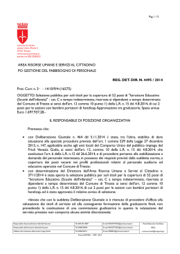 AREA RISORSE UMANE E SERVIZI AL CITTADINO PO GESTIONE