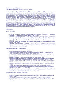 Curriculum e pubblicazioni recenti