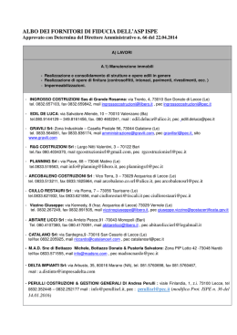 ALBO DEI FORNITORI DI FIDUCIA DELL`ASP ISPE