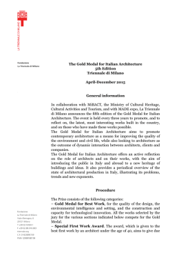 The Gold Medal for Italian Architecture 5th Edition Triennale di