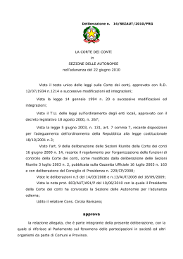 Sezione delle Autonomie - Delibera n. 14/2010/AUT