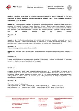 AOU Sassari Servizio Provveditorato, Economato e Patrimonio