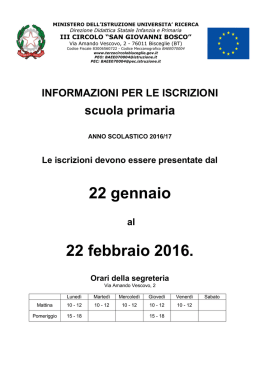 Note iscrizioni primaria 16