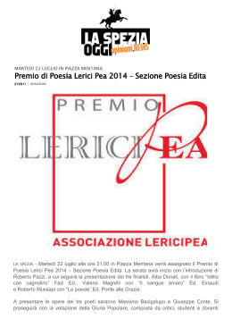 Premio di Poesia Lerici Pea 2014 – Sezione Poesia Edita