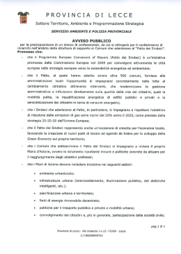 Avviso pubblico- Patto dei Sindaci