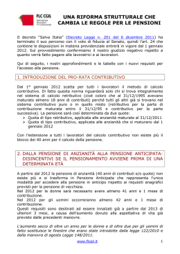 Scheda FLC CGIL interventi sulle pensioni, Decreto Monti