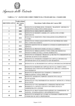 tabella dei nuovi codici