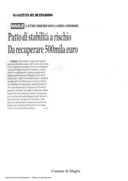 Patto di stabilità a rischio Da recuperare 500mila euro