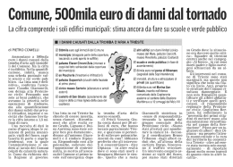 Comune, 500mila euro di danni dal tornado