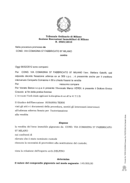 Tribunale Ordinario di Milano Sezione Esecuzioni Immobiliari di
