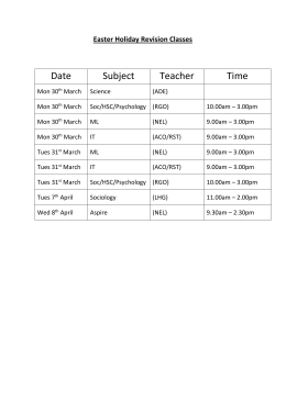 Date Subject Teacher Time