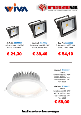 Cod. Art. 91100010 Proiettore spot LED 10W 4000K, 650 Lumen