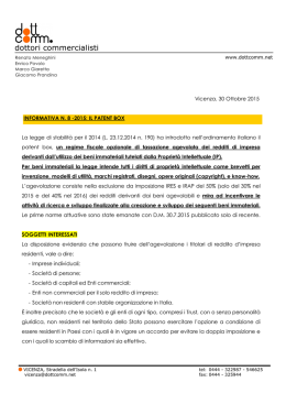 IL PATENT BOX - DottComm. Studio Dottori Commercialisti e