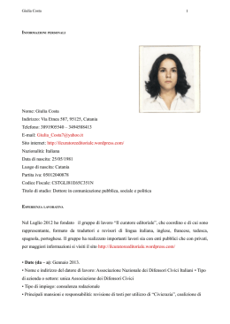 Nome: Giulia Costa Indirizzo: Via Etnea 587, 95125, Catania