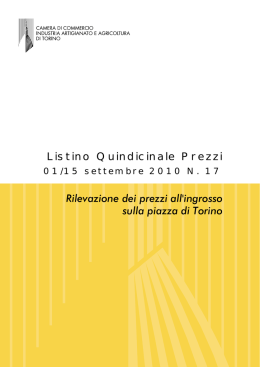 Listino n. 17 Settembre 2010 - Camera di commercio di Torino