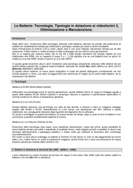 Le Batterie: Tecnologie, Tipologie in dotazione ai