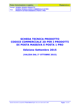 Scheda Tecnica Codice Commerciale 2D per Servizi VAS