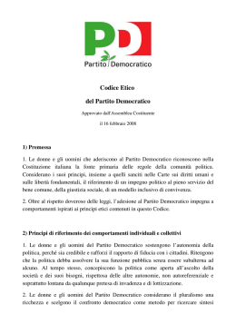 IL CODICE ETICO DEL PARTITO DEMOCRATICO