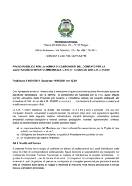 PROVINCIA DI FOGGIA Piazza XX Settembre, 20 &ndash; 71100 Foggia