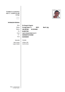 De Gregorio Eugenio Via degli Abeti, 12 92013 Menfi (Ag