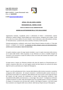 Lega delle Autonomie locali della Campania 80134 NAPOLI