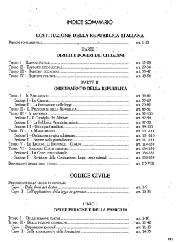 indice sommario costituzione della repubblica italiana codice