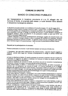 Bando di Concorso Pubblico per l`assegnazione