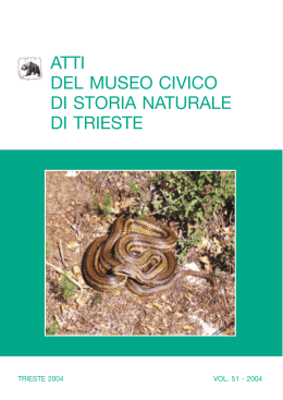 ATTI DEL MUSEO CIVICO DI STORIA NATURALE DI TRIESTE