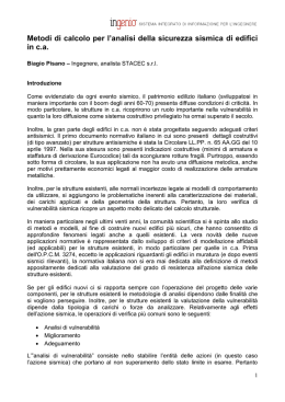 Metodi di calcolo per l`analisi della sicurezza sismica di