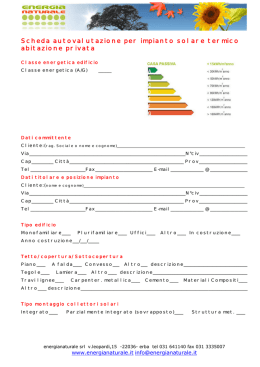 Scheda autovalutazione Fotovoltaico Abitazione privata